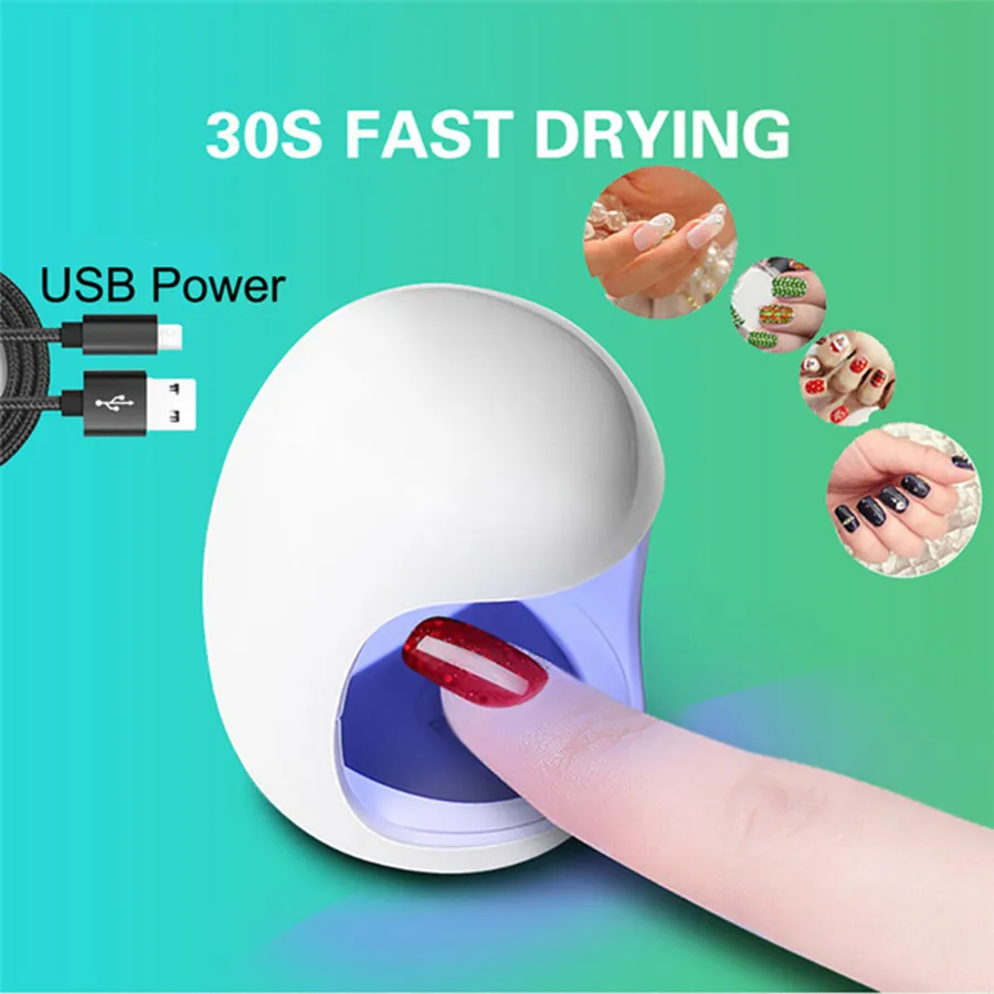 Портативная мини светодиодная лампа для сушки ногтей USB Charge 30S Quick Dry Nails Гель-маникюр для маникюра 6 Вт