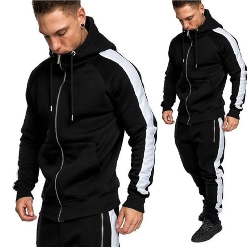 Men's Tracksuits 2021 Brand Street Casual Men Hoodie Sets Outwear Zipper Sportwear Male Sweatshirts Cardigan Set Clothing 3XL