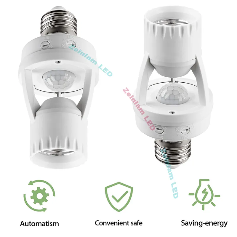 Sensore di movimento a infrarossi PIR a 360 gradi E27 Convertitore presa interruttore di controllo luce supporto base lampada LED