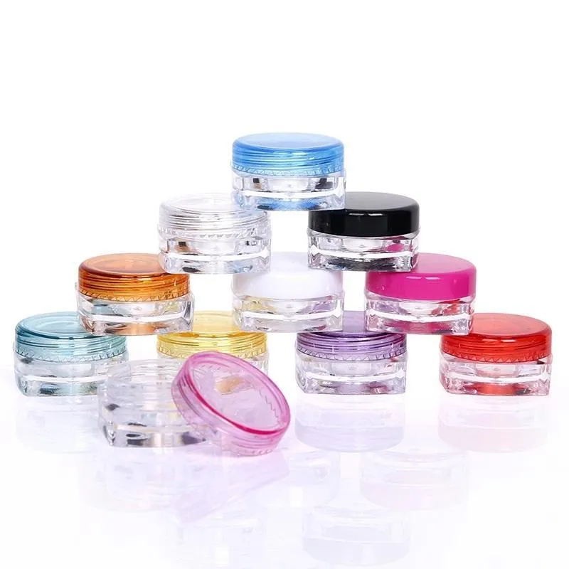 Plastic Square Shape 3g 5g Mini Travel Cosmetic Jars Refillable Makeup