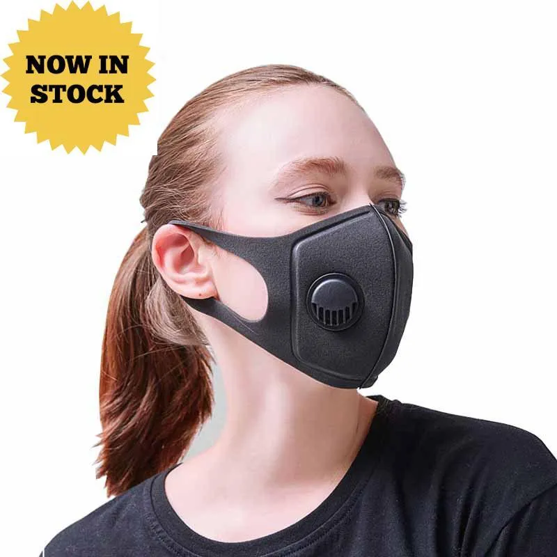 Sünger Yeniden kullanılabilir PM2.5 Koruyucu Yüz Ağız Maskeleri Siyah Wide sapanlar Mascherine Yıkanabilir solunum maskeleri Fy0002 Değer Designer Filtreler