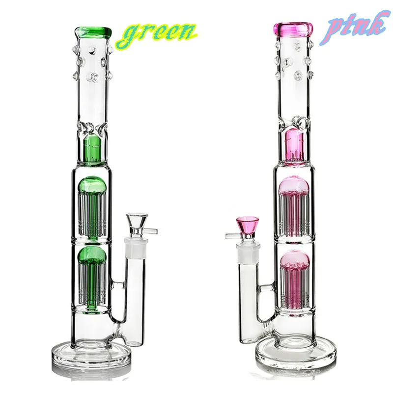 tubo dritto alto Bong in vetro Braccio Albero Perc Narghilè Gorgogliatore Riciclatore Dab Rigs Pipa ad acqua Rigs Oil Bong con ciotola inebriante