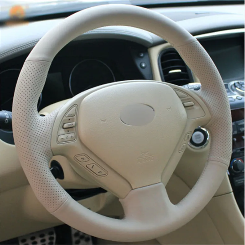 Top Leather Steering Wheel Hand-stitch on Wrap Cover For Infiniti G25 G35 G37 QX50 EX25 EX35 EX37 2008-2013245k