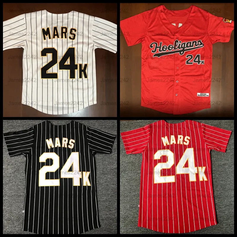 Bruno Mars 24K Hooligans Men Baseball Jersey BET Awards Maglia da baseball S-3XL Alta qualità Spedizione gratuita