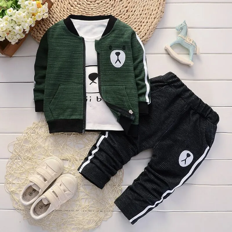 Bibicola baby jongens kleding set lente herfst mode jasje + t-shirt + broek 3 stuks pasgeboren sport pak baby jongens kleding T191024