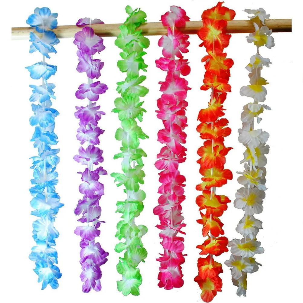 Hawaiian Artificial Flowers Leis Garland Necklace Fancy Dress Hawaii