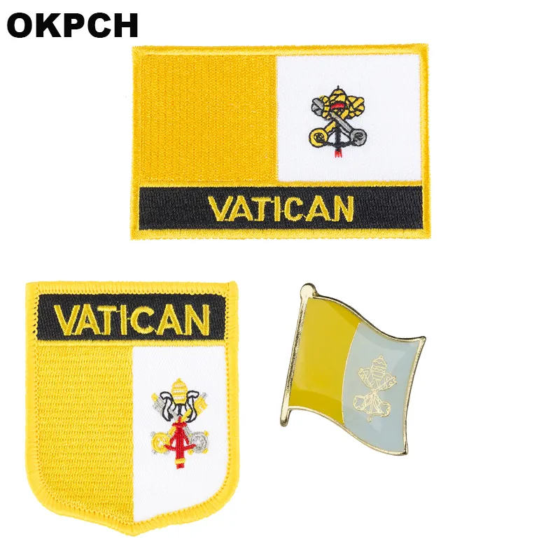 Aufnäher mit Vatikan-Flagge, 3 Stück im Set, Aufnäher für Kleidung, DIY-Dekoration, PT0058-3