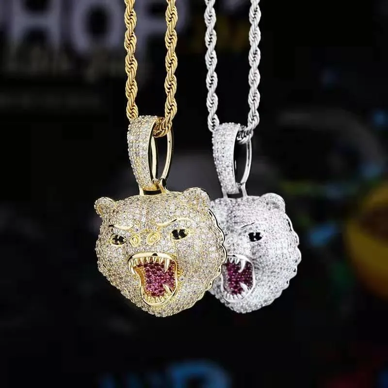 Silver Teddy Bear Necklace · Teddy Bear Charm Pendant Crystal Bear Animal  Necklace Silver Chain Men Women Necklace Gift Waterproof Jewelry
