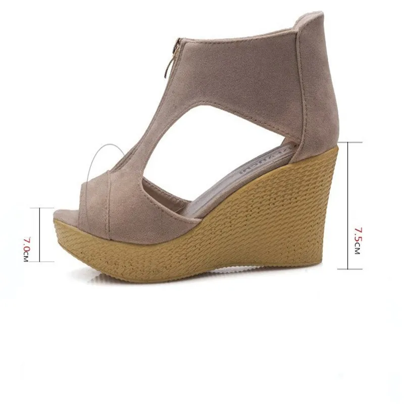 Peep Toe Wedges Sandal Kvinna Platform Heels Gladiator Sandaler Stövlar Slopar med dragkedja Fish Mouth Shoes Kvinnor Sommar Sandaler 2019