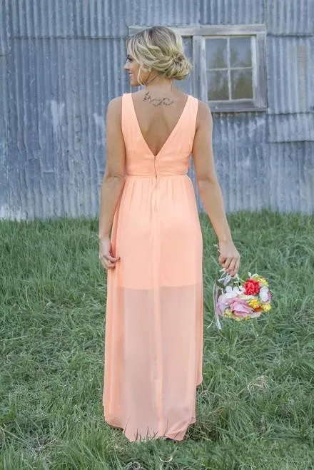 Coral Mint Green Chiffon Bridesmaid Dress with Bateau Neckline and Backless  Hi-Lo Hem for Wedding Party from Dhgate Bridesmaid Dress - price 77.39