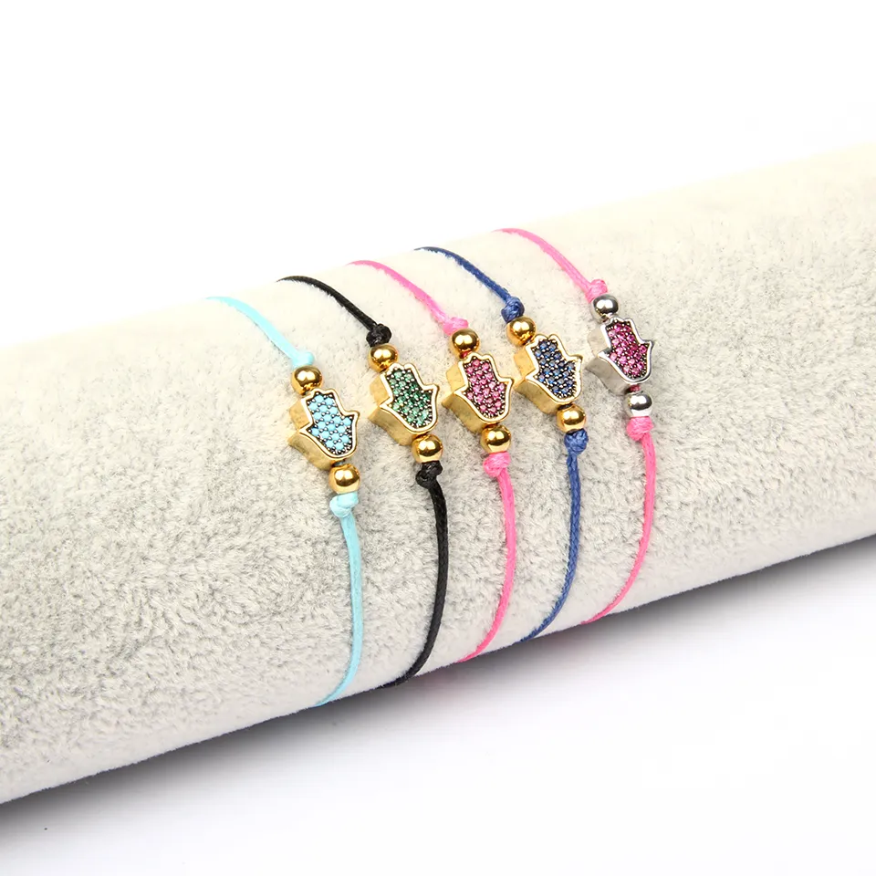 Nuovi braccialetti fatti a mano di design Donna 2019 New Rope Cz Beads Bracciali Accessori per gioielli Bracciale Lucky Hamsa Evil Eye