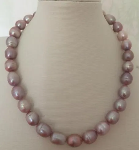 Gorgeous12-13mm South Sea Barock Lavendel Pearl Necklace 18 "925 sterling silver