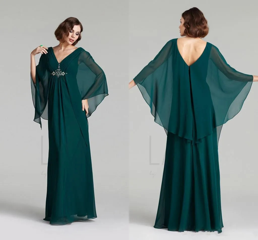 Printemps 2020 Robe de soirée élégante pour mère de la mariée, volants, col en V, taille empire, ligne A, longueur au sol, robes formelles en mousseline de soie champagne