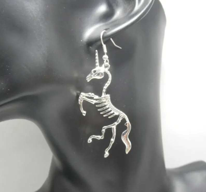 Hyperbole Unicorn Skeleton Drop Earrings Pretty Punk Style For
