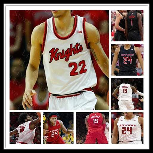 NCAA 2021 Rutgers Scarlet Knights Jersey Basketbol Ron Harper Jr. Myles Johnson Montez Mathis Caleb McConnell Paul Mulcahy Shaq Carter 4xl