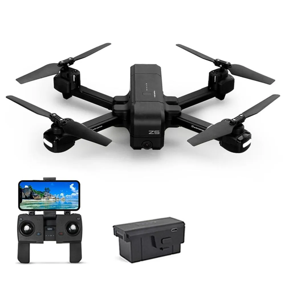 SJRC Z5 1080P FHD GPS 5G WiFi FPV Dobrável RC Drone Siga-me Modo RTF Preto - Duas Baterias