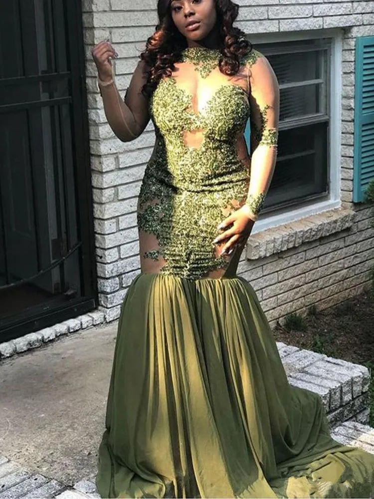 Green Beaded Sequind Mermaid Neon Green Prom Dress With Long Sleeves And  High Neckline Perfect For Graduation And Evening Events From  Veralovebridal, $163.57 | DHgate.Com