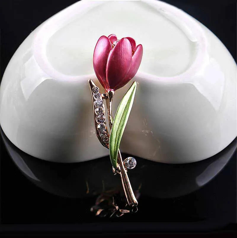 diamante flor Tulip broche flor esmalte broche de lapela pinos designer de broches de casamento Broche moda jóias por Mulheres