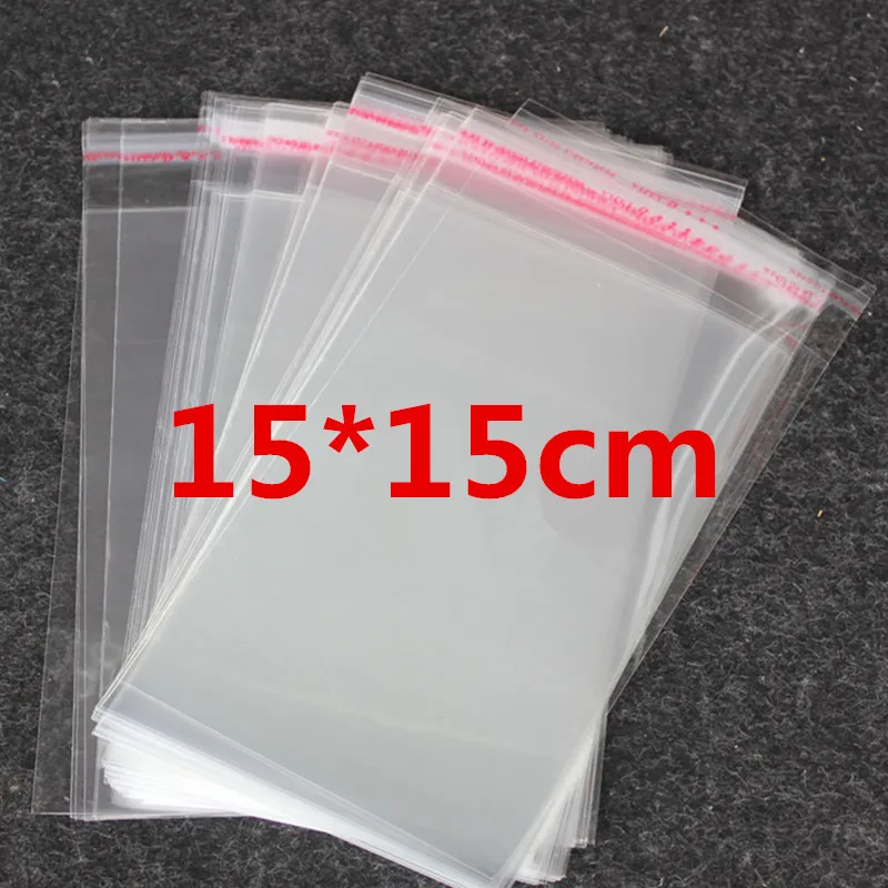 500pcs 15*15cm Clear Transparent Self Adhesive Resealable Opp Food Candy Cookie Jewelry Gift Bags Packing Card Sock Plastic Bag