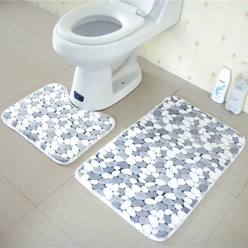 2pcs bath mats and toilet set