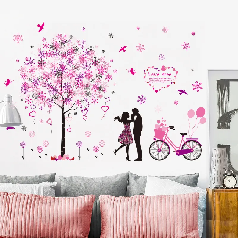 [Shijuekongjian] Cartoon Cartoon Flouds Diy Tree Tree Bike Wall Scals لغرفة المعيشة غرفة نوم الديكور المنزل