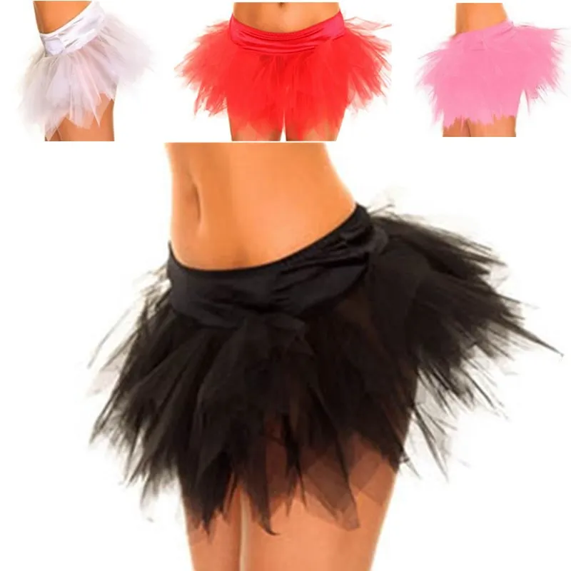 Kobiety Asymetryczne Duże Plus Size Mesh Multilayer Sexy Micro Mini Tutu Tulle Spódnice Showgirl Dance Corset Spódnica S-6XL Cosplay Party Costume