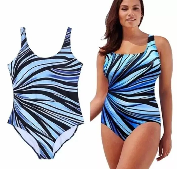 moda artı Big kadın mayo büyük şişman kadın Stripe Baskı şişman tek parça bikini Bikini Triangle ayarlar yüksek bel Bikiniler 2019 mayo