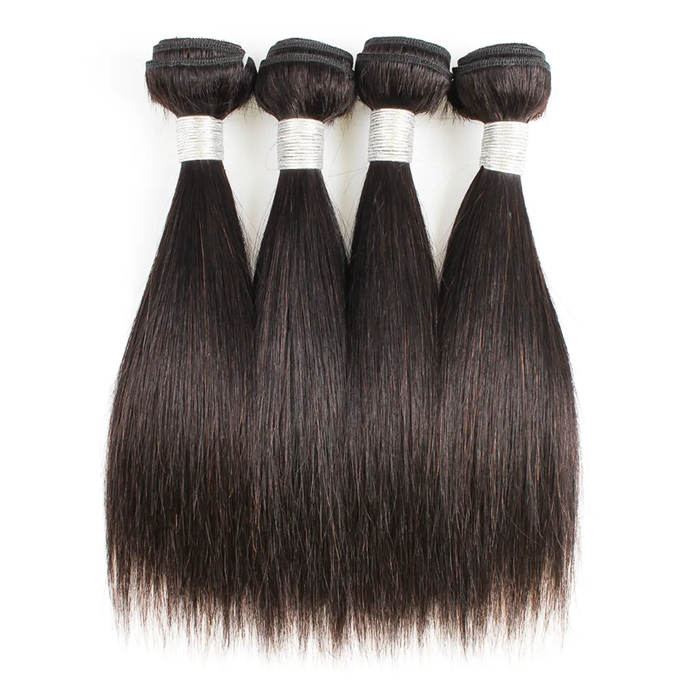 Facotes de cabelo lisados ​​4 PCs 50g/pc cor natural Black peruano Virgin Virgin Human Extensions para estilo bob curto