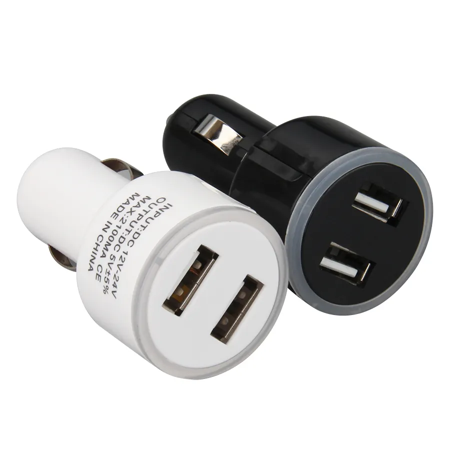 Mini 5V 2.1A Dual Usb-poorten Led Light Car Charger Auto Power Adapter Opladen Voor Samsung Xiaomi Huawei mobiele Telefoon Opladers