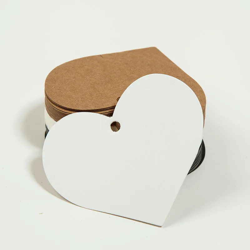 500pcs 6x5.5cm Heart Blank Package DIY Kraft Hang Tags Price Hang Tag Handmade Gift Hangtags White Black Brown