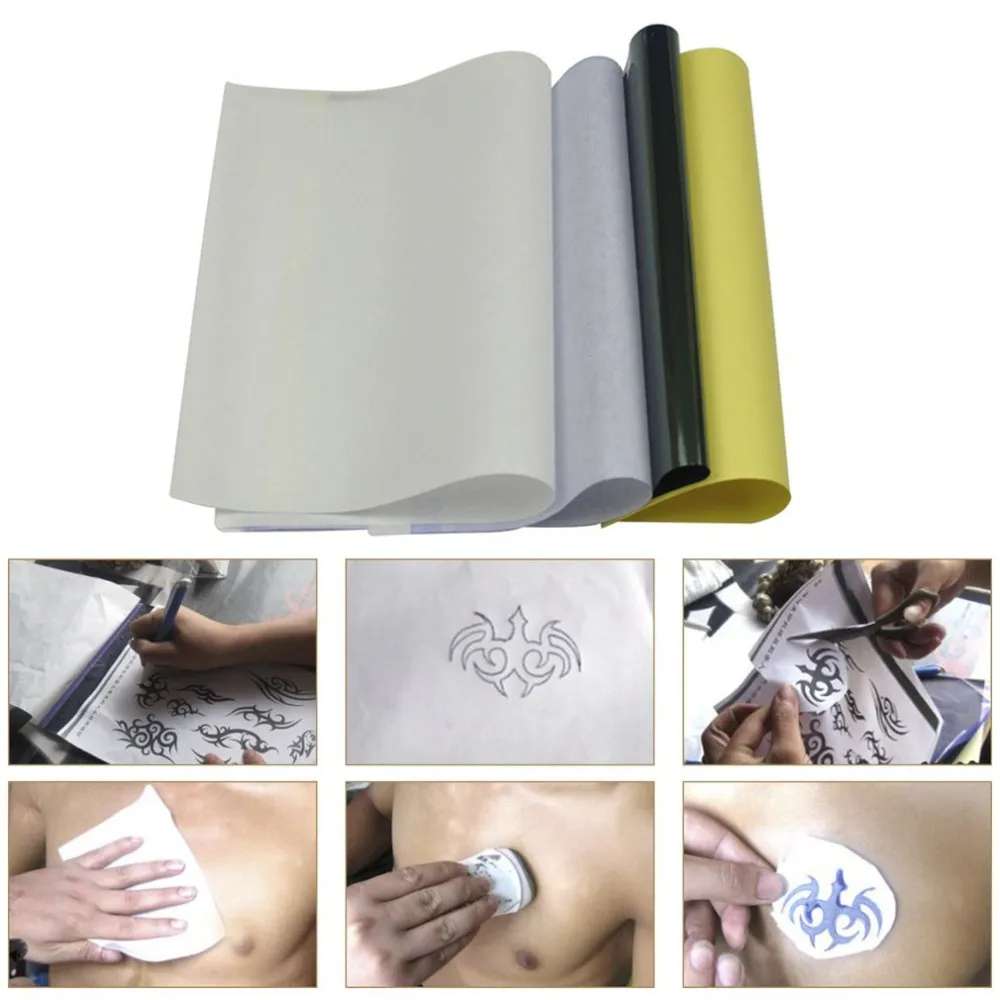 Lote de 50 pçs Papel de transferência de tatuagem Tamanho A4 Spirit Master Tatoo Paper Estêncil térmico Copiadora de carbono para suprimento de tatuagem dropship317L