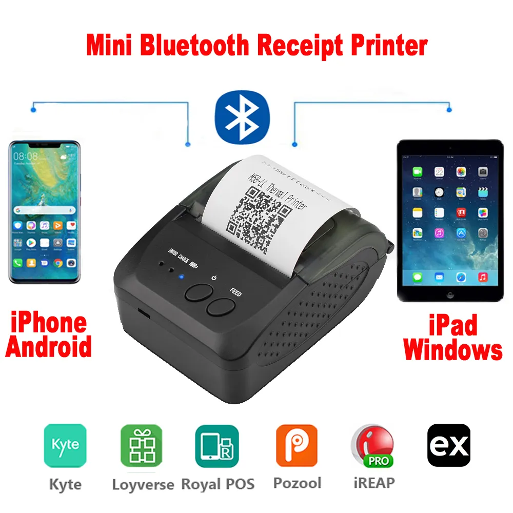 Impresora Portátil Mini Impresora Bluetooth Impresora De Tickets De Recibo  Para Teléfono Móvil Android Ios 58 Mm Máquina De Factura Para La Tienda De  22,23 €