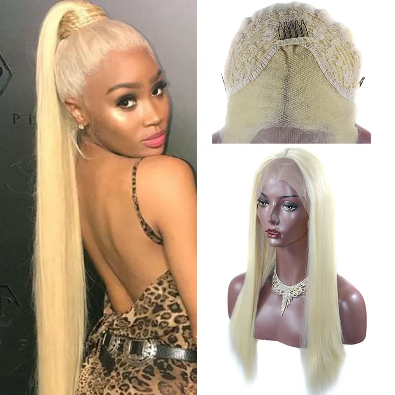 Top Quality Synthetic Lace Front Wig Long Straight #613 Blonde Middle Part Wigs for Women Blonde Wigs Glueless Heat Resistant 18-24 Inch