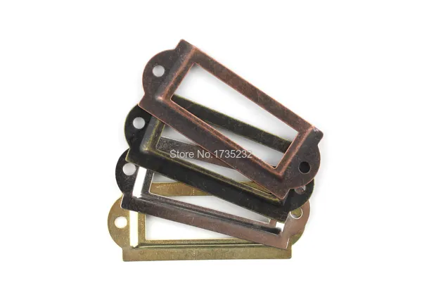 Terrancara vintage bronze brass drawer label frames DI wooden box drawer card tags holder frame decoration metal tag sign holder