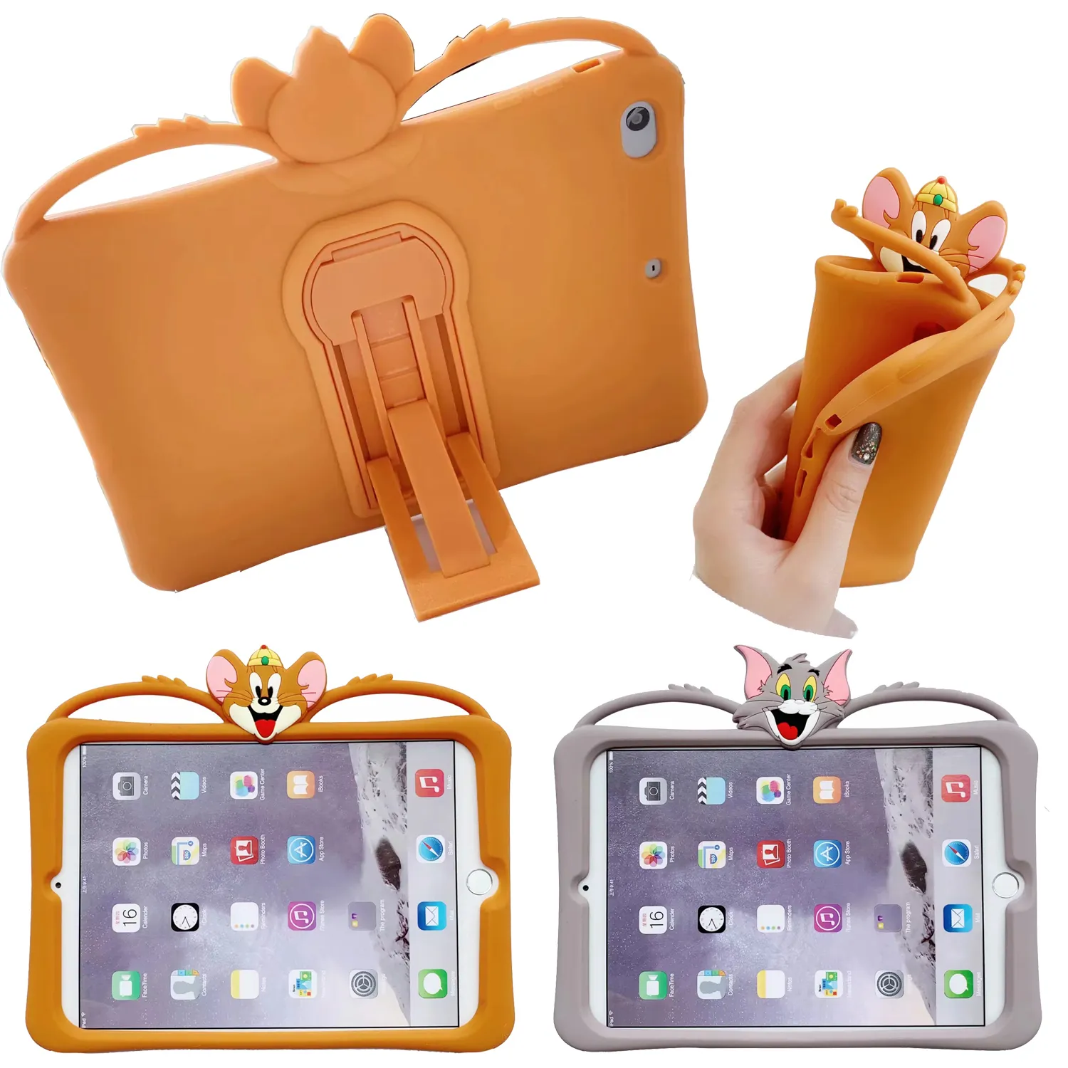 Coque souple avec support de dessin animé 3D pour enfants, étui intelligent pour Apple Ipad2 Pro 11 2020 Mini 4 2019 9.7 10.2