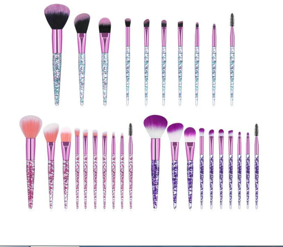 10Pcs Glitter Makeup Brushes Wood Handle Eye Shadow Brush Facial Cosmetic Beauty Brush Powder Makeup Set