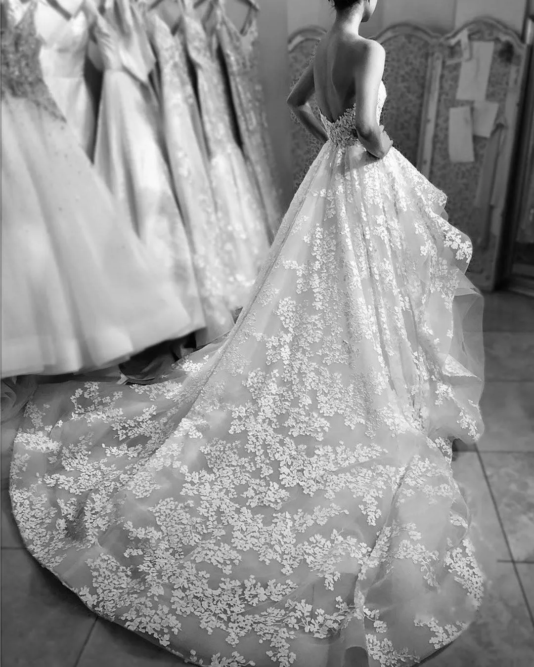 organza ruffle skirt wedding dress Crop Top Halter Organza Two Piece Wedding Dress with Ruffles Skirt