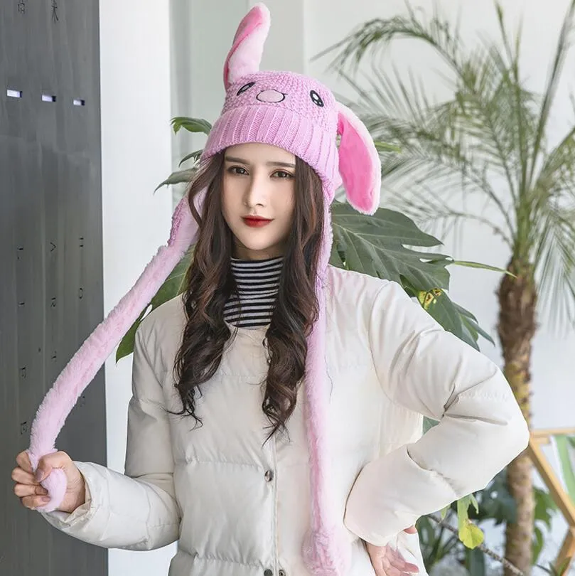 Knit Hat With Cat Ears, Plush Rabbit Ear Knit Hat, Velvet  display picture 1