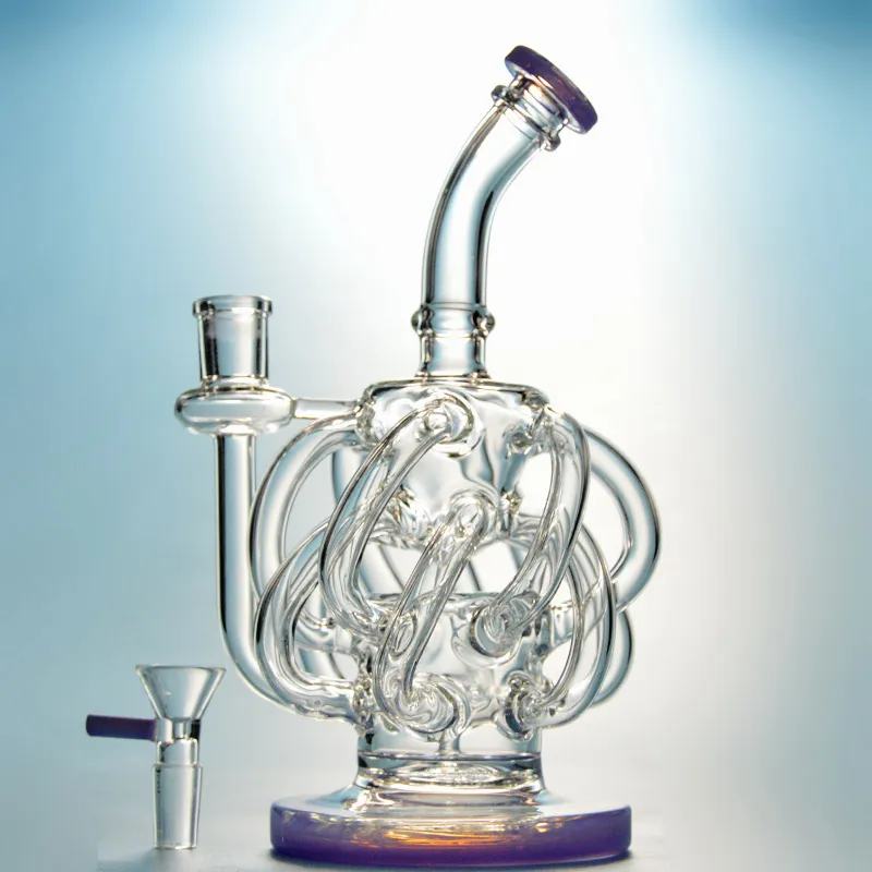 Tuyaux d'eau 12 tubes de recyclage Bong en verre Vortex Recycler plates-formes pétrolières Super Cyclone Dab Rig tuyaux de fumée 14mm Joint femelle XL137