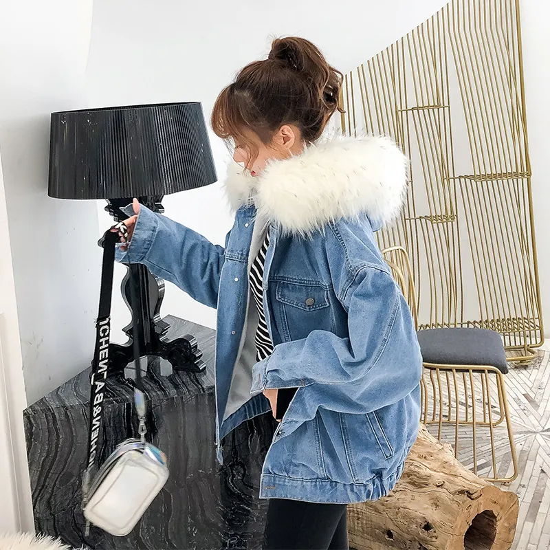 Winter Womens Faux Collar Hooded Denim Jacket With Fur Lining Warm And Cozy Kids Coats Girls From Blueegg 40.03 DHgate.Com