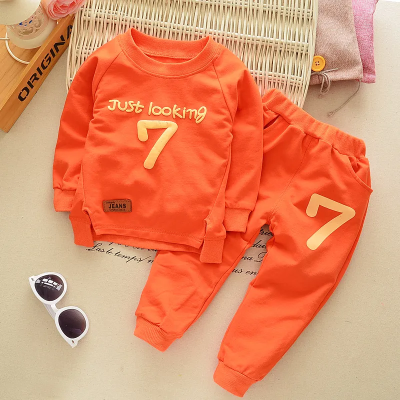 Spring Baby Boys Tracksuit Kids Manga Longa Pontas Top 2pcs Crianças Crianças Conjuntos Infantis Sport SU 91