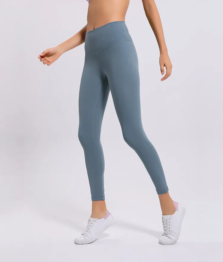 Naked-Feels Plain Athletic Fitness Pantaloni da donna Vita rialzata anca Soft Nylon Gym Yoga Sport Pantaloni corti Nono pantaloni Taglia 2-12