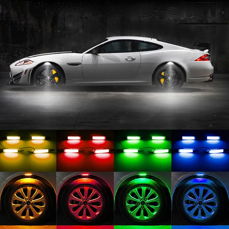 Auto Rad Reifen Lichter Augenbraue Licht Atmosphäre LED Auto Räder Augenbrauen Neon Reifen Flash Nacht Lampe mit 7 Farben