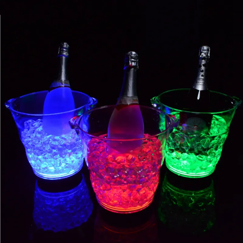 4.5L LED Ice Bucket Wine Cooler Drink Rechargeable Luminous Champagne Beer  Bottle Glass Holder Tub Bar Party Decoration From Yf20150307, $26.7