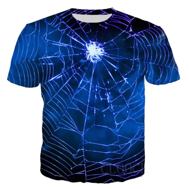 Nyaste 3D-tryckt t-shirt spindel kort ärm sommarstil casual tops tees mode o-hal t shirt man dx027