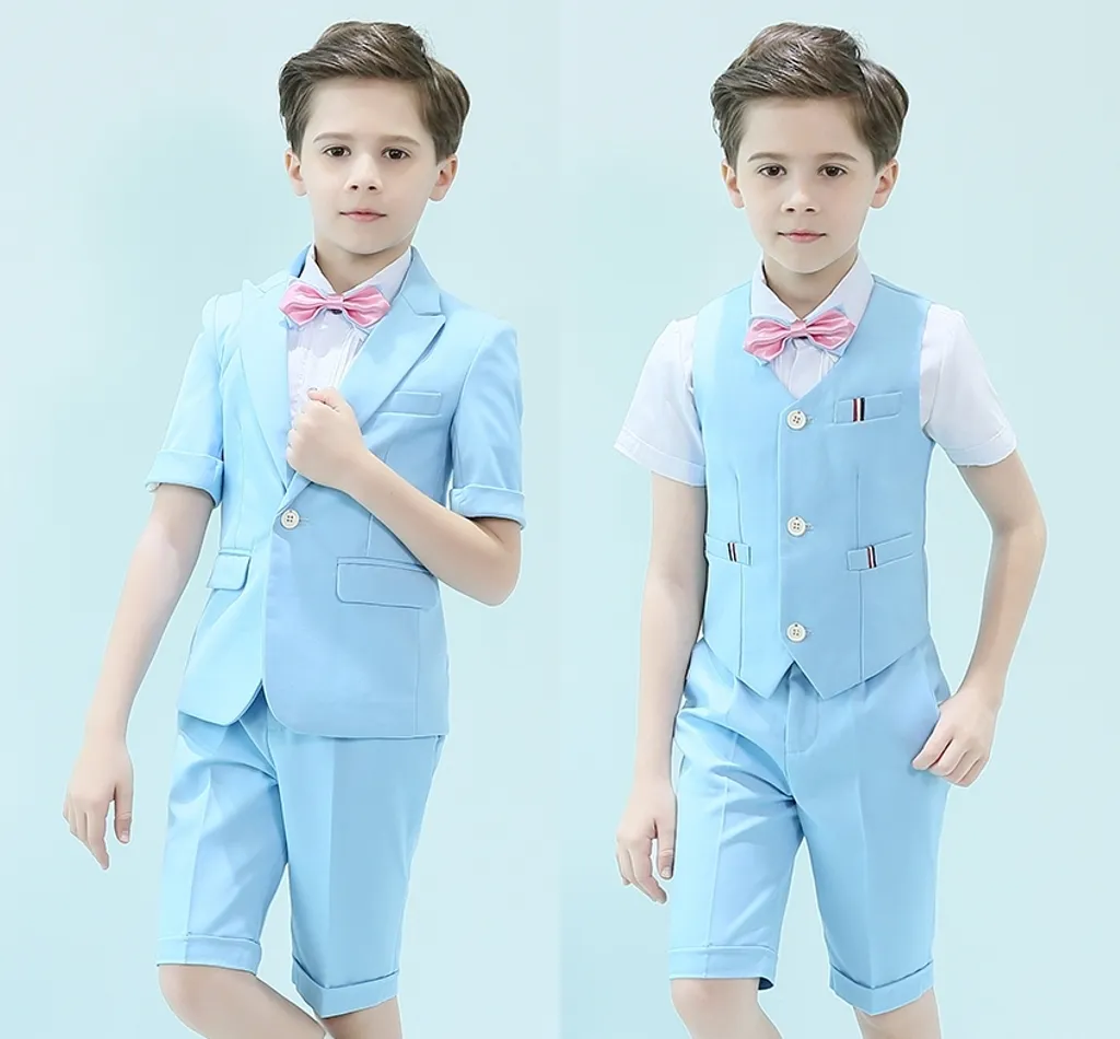 Beau un bouton pic revers enfant concepteur complet beau garçon costume de mariage tenue pour garçons sur mesure (veste + pantalon + gilet)