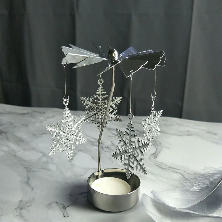 Rotating Spinning Tea Light Carousel Christmas Snowflake Candle Holder Xmas Gift Wedding Favors Star Angel Heart Elk 16 Pattern From Casaideacn 1.91 DHgate.Com