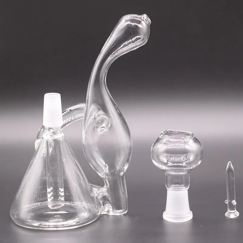 5,5 tum Klar vattenrör HOOFAHS Åter Recycler Oil Dab Rig 14mm Manlig fog för rökning för rökning