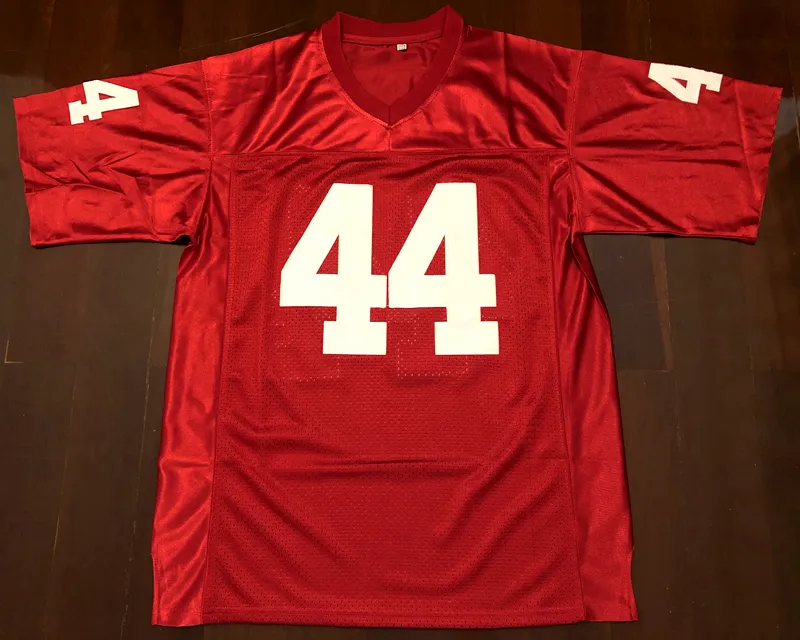 Frakt från USA Forrest Gump #44 Tom Hanks Alabama Män Film Fotbollströja All Stitched Red S-3XL Hög kvalitet