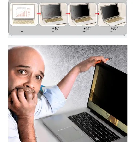 Véritable filtre anti-confidentialité protecteur d'écran ordinateur de bureau moniteur d'ordinateur portable 13,1 13,3 14,1 14 15 15,3 pouces sans colle matériau PET